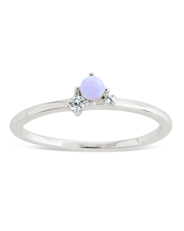 Sterling Silver Pink Opal Trio Ring