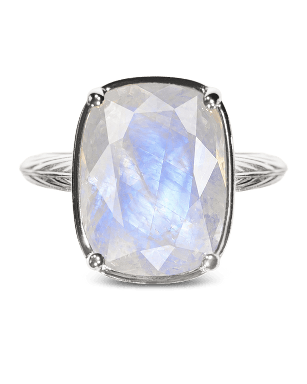 Sterling Silver Elongated Cushion Moonstone Cocktail Ring