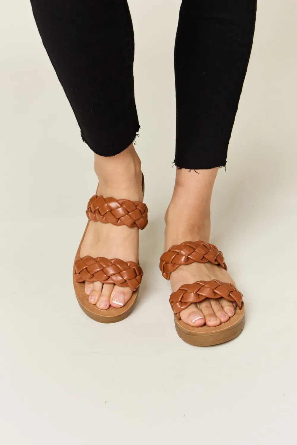 WILD DIVA Woven Dual Band Platform Sandals Secondary image