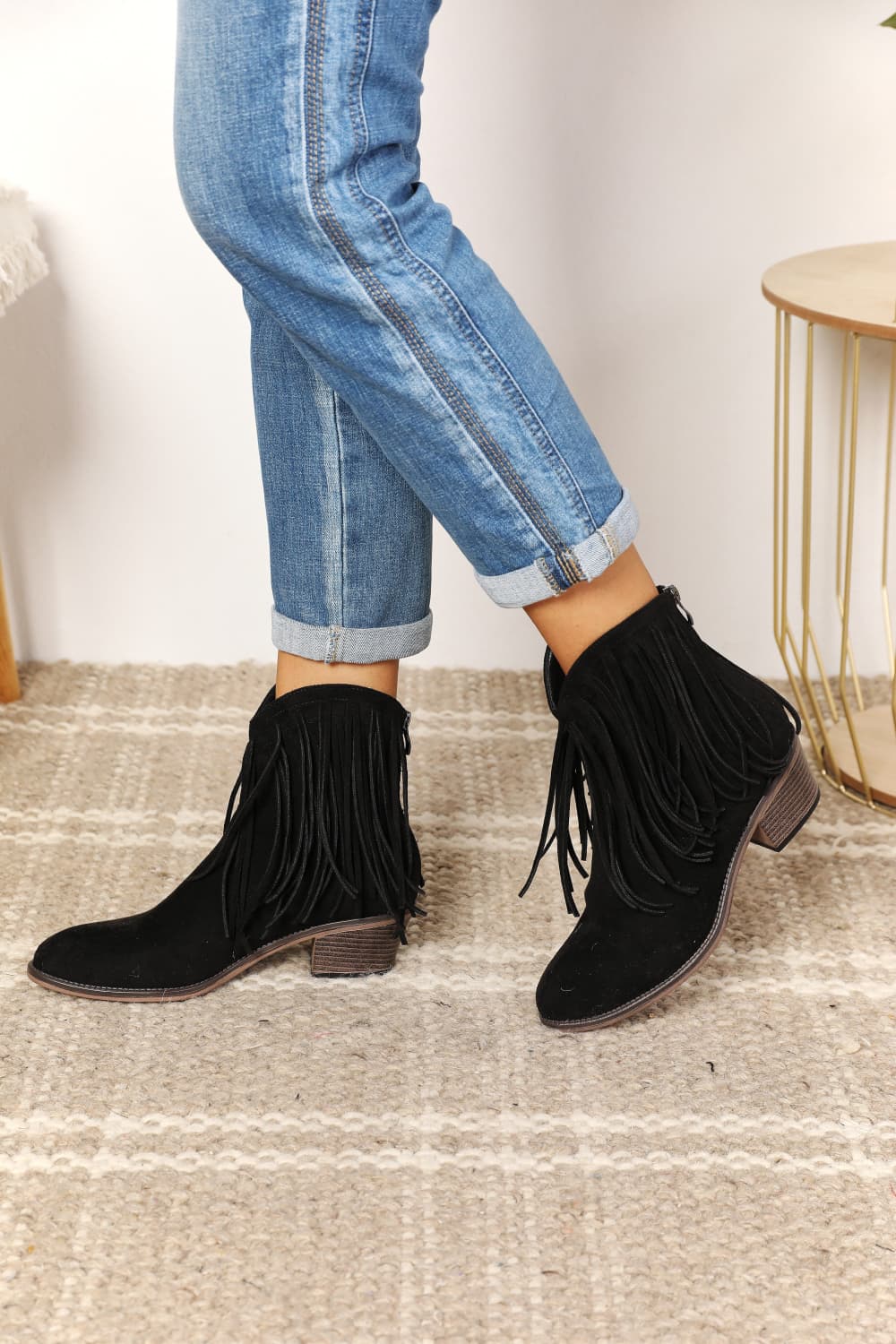 Legend Women's Fringe Cowboy Western Ankle Boots Secondary image
