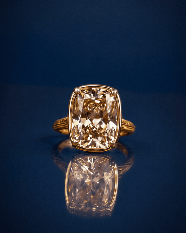 Sterling Silver Elongated Cushion Champagne CZ Cocktail Ring