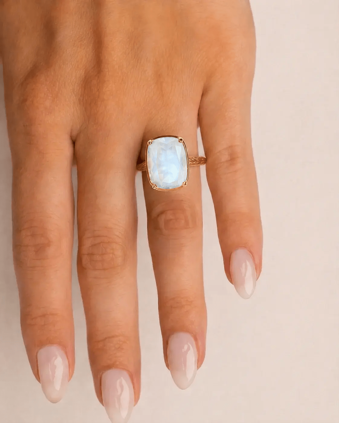 Sterling Silver Elongated Cushion Moonstone Cocktail Ring Secondary image
