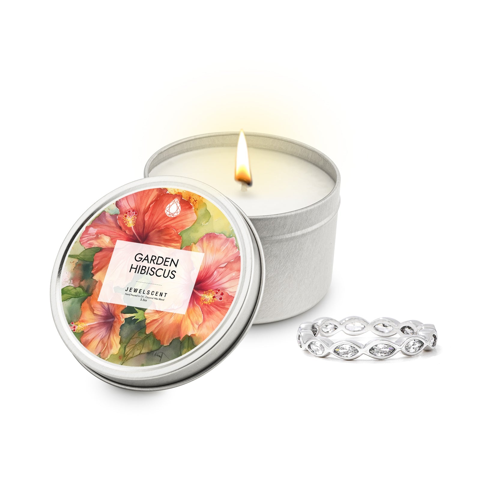 Garden Hibiscus 5.5oz Tin Jewelry Candle Main image
