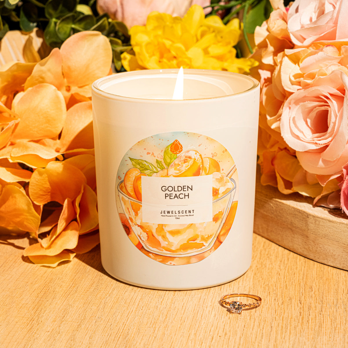 Golden Peach 10oz Mystery Jewelry  Candle Secondary image