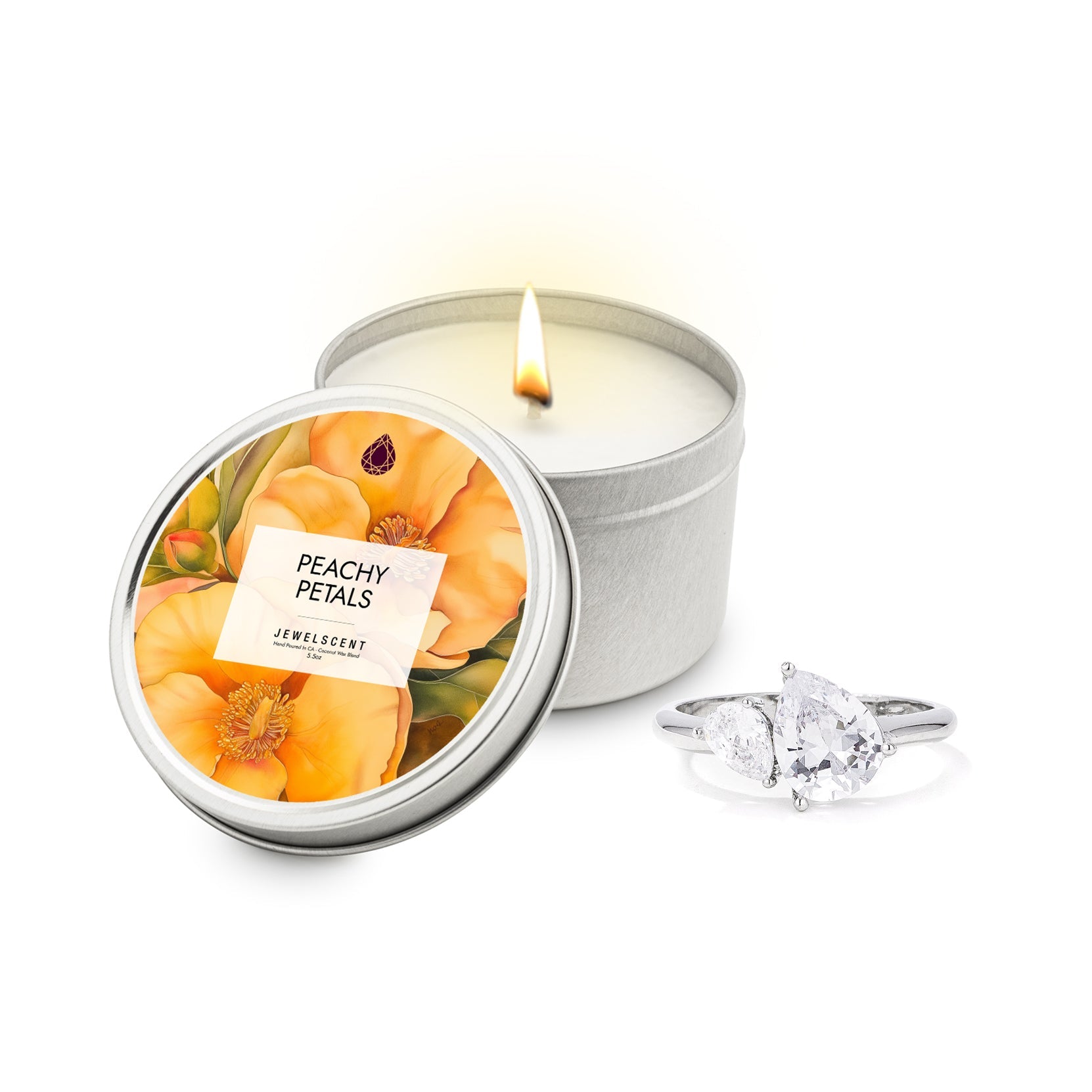 Peachy Petals 5.5oz Tin Jewelry Candle Main image